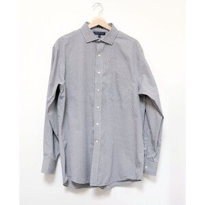 Men's Size XL Regular Fit Grey & White Plaid Button Down Shirt by Tommy Hilfiger
